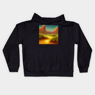 Digital Painting Of a Lush Wet Natural Scene On yellow Mountains Kids Hoodie